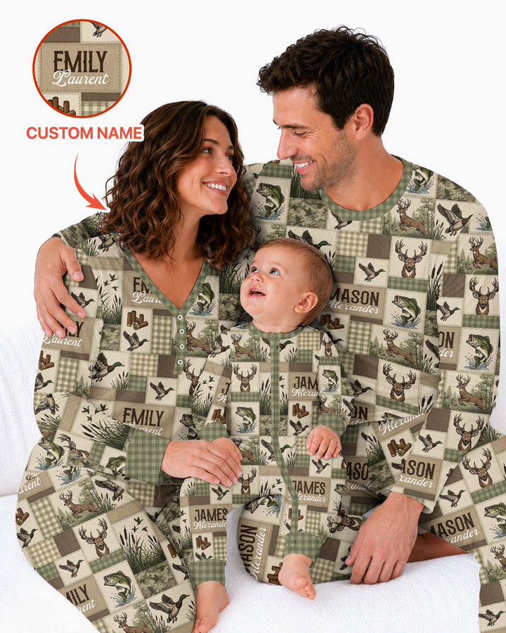 Personalized Hunting Patchwork Bamboo Women Pajama Set