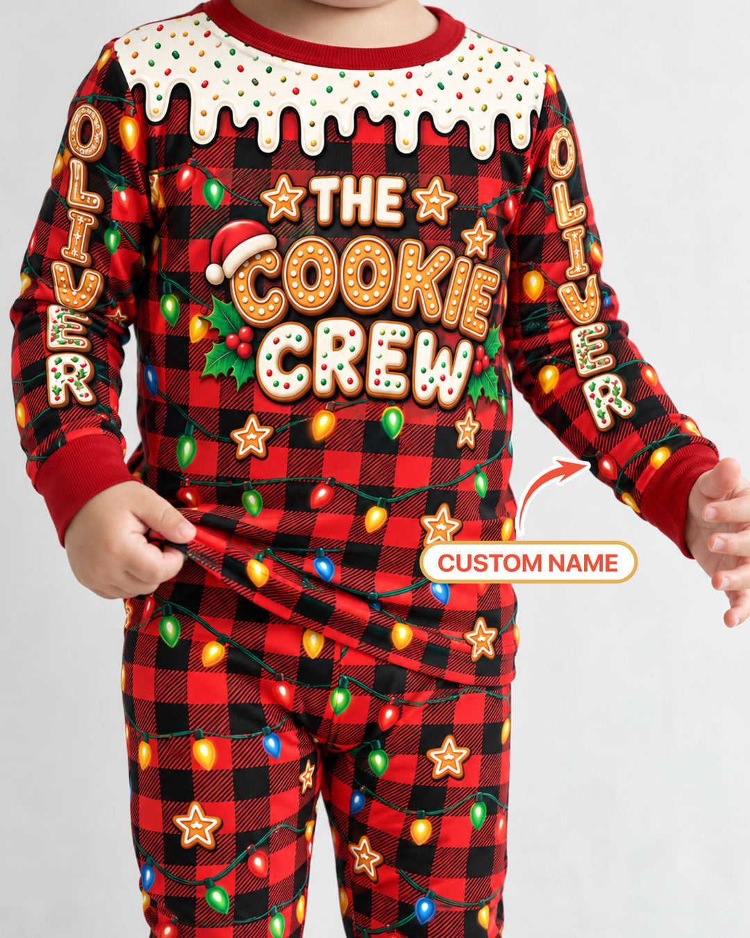 The Cookie Crew Custom Gingerbread Letter Bamboo Two Piece Long Sleeve Pajama Set