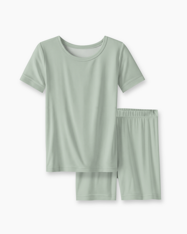 Solid Color Bamboo Two Piece Short Sleeve Short Pajama Set