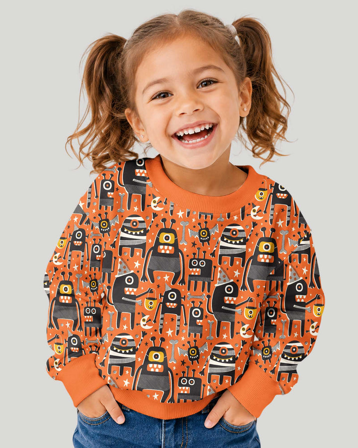 Mid Century Halloween Monster Toss Bamboo Crewneck Sweatshirt