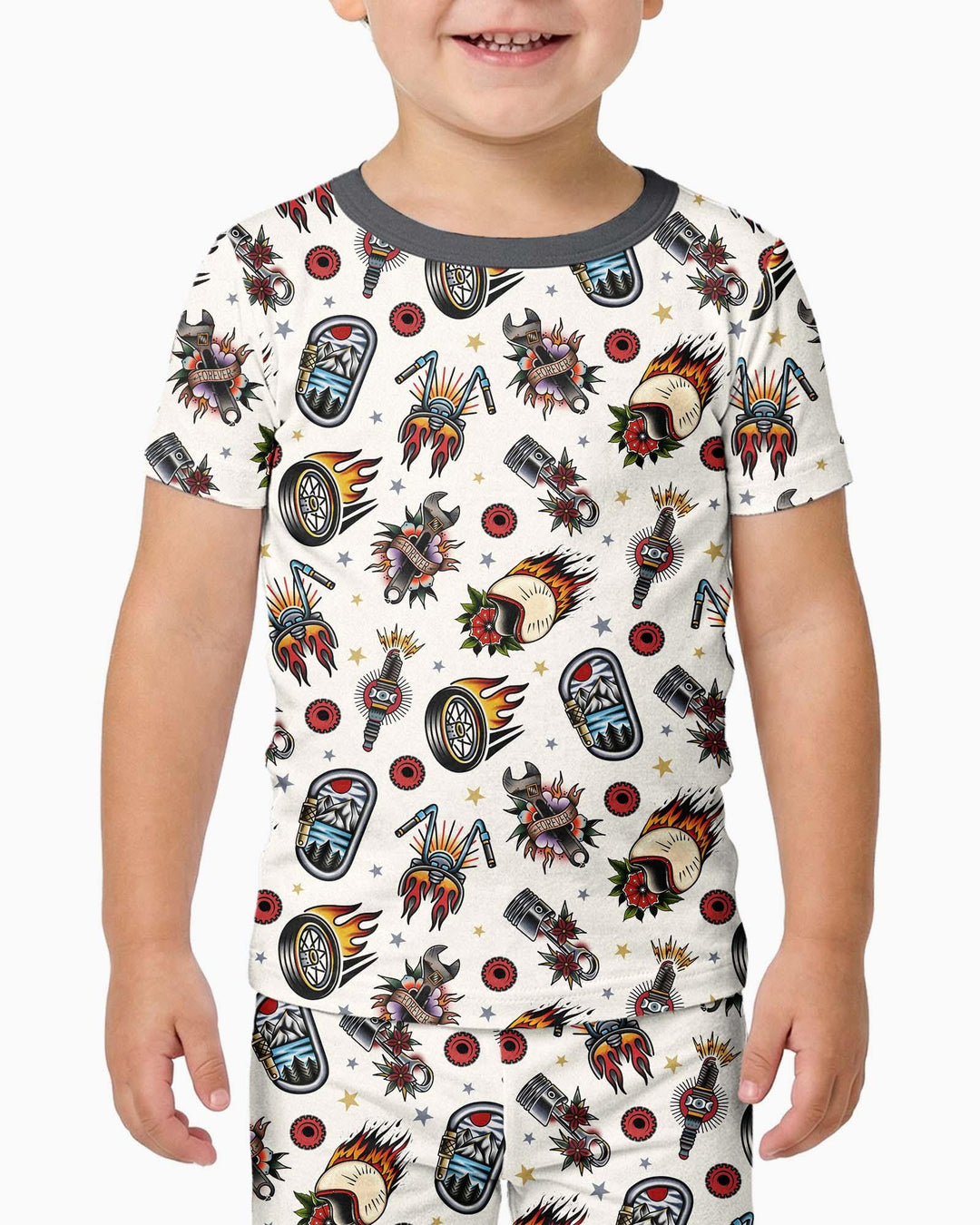 Born to Ride Together Family Matching Bamboo Two Piece Short Sleeve Pajama Set