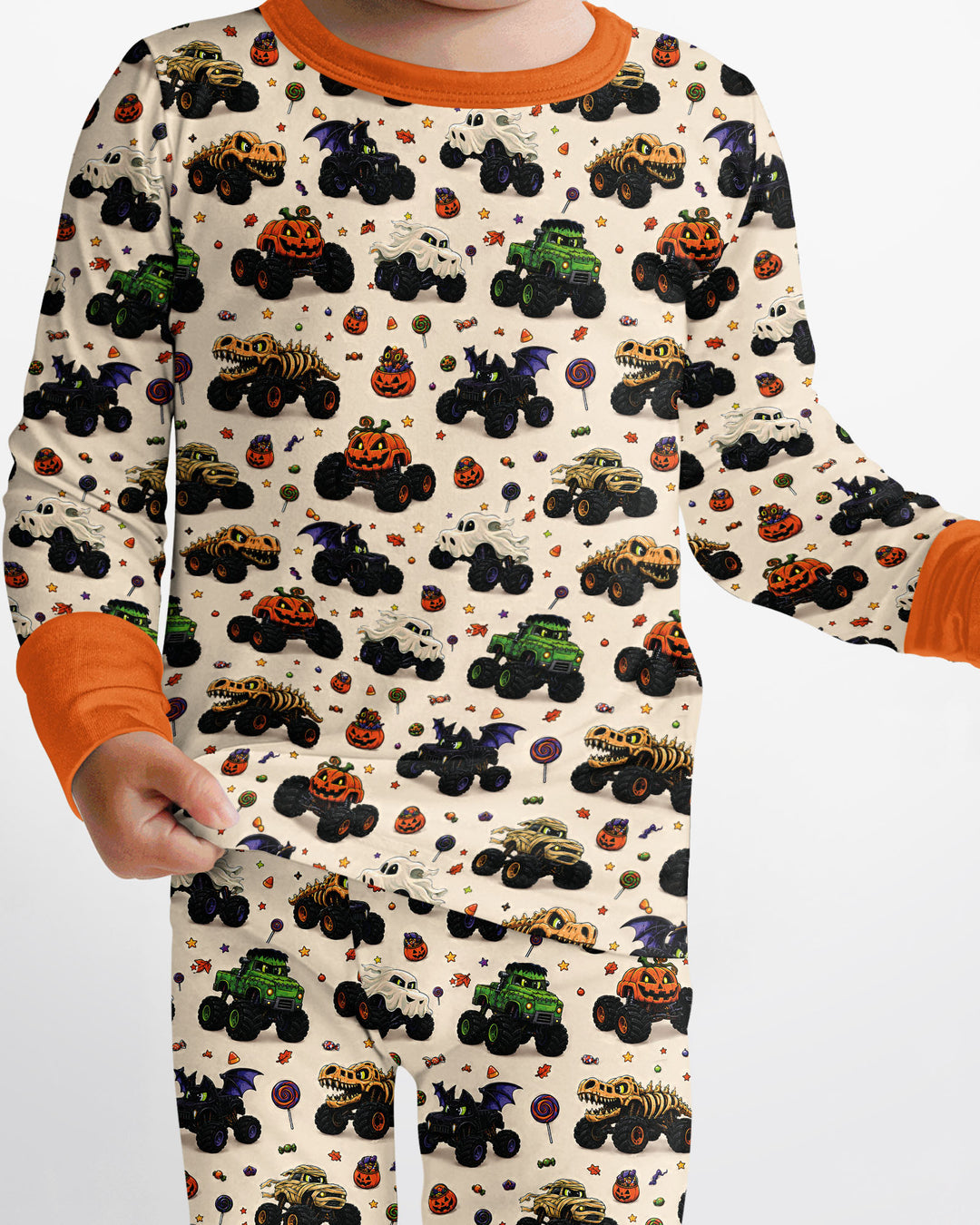 Spooky Monster Truck Bamboo Two Piece Long Sleeve Pajama Set