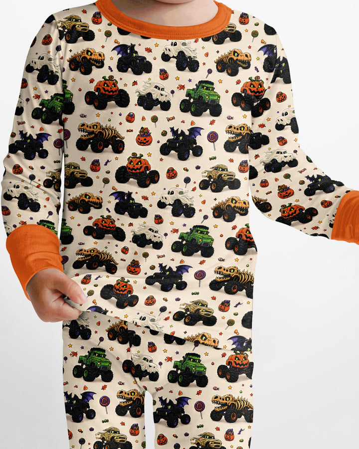 Spooky Monster Truck Bamboo Two Piece Long Sleeve Pajama Set