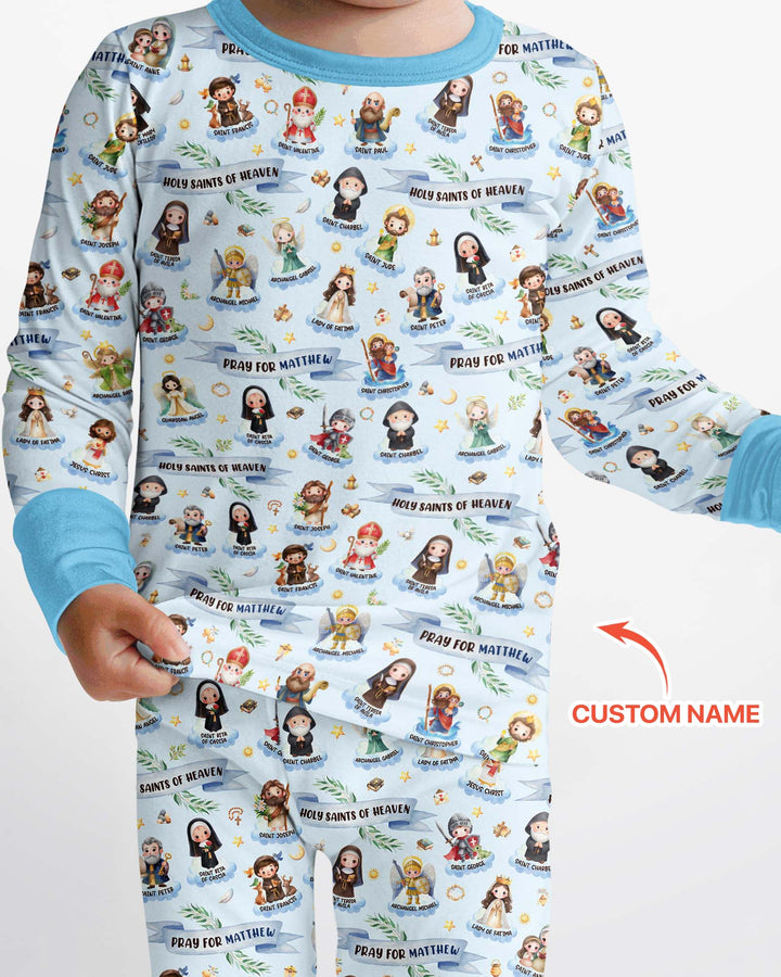 Holy Saints of Heaven Custom Name Bamboo Two Piece Long Sleeve Pajama Set