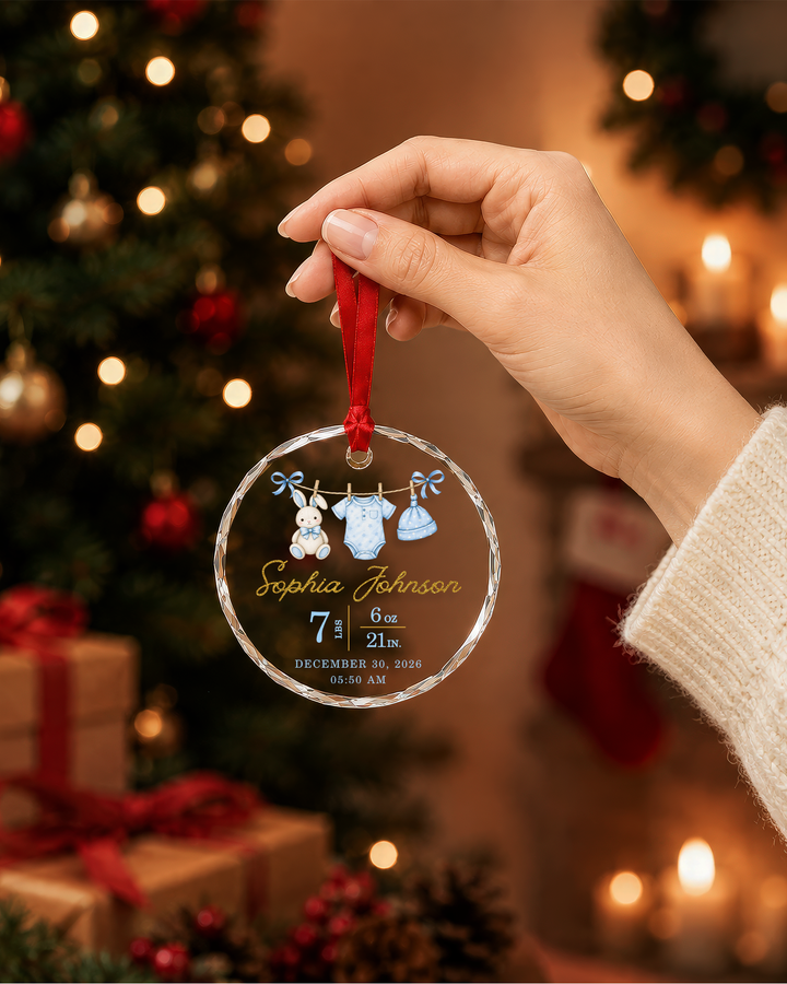 Baby First Christmas Personalized Glass Ornament