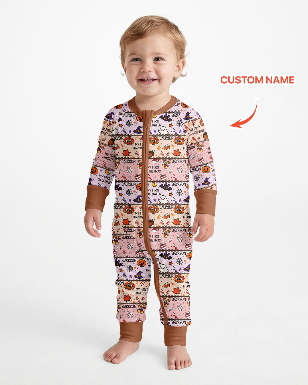 Custom Name My First Hallothanksmas Bamboo Convertible Zippy