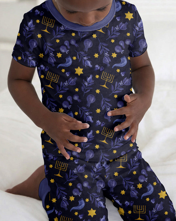 Rosh Hashanah Night Family Matching Bamboo Two Piece Short Sleeve Pajama Set