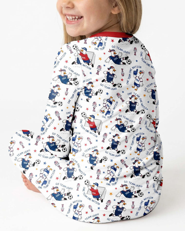 USA Soccer Goose Family Matching Bamboo Two Piece Long Sleeve Pajama Set