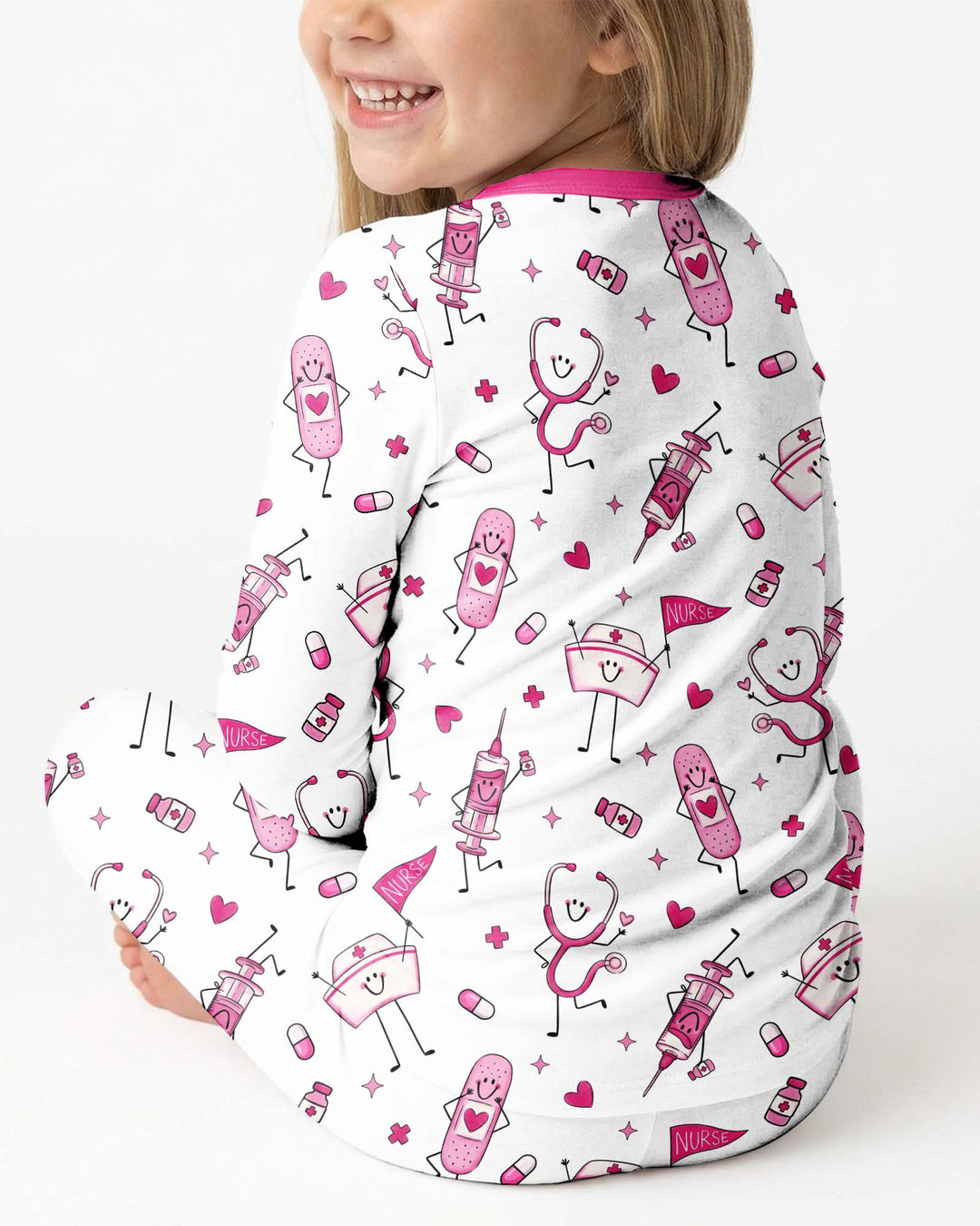 Cute Nurse Crew Bamboo Two Piece Long Sleeve Pajama Set