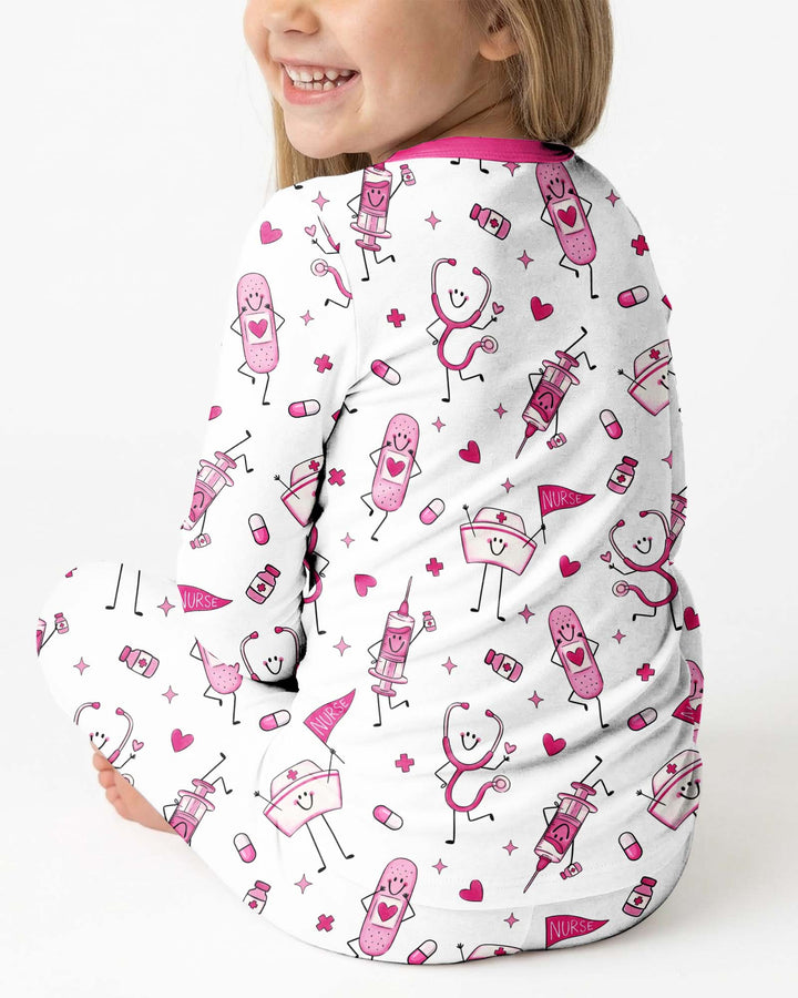 Cute Nurse Crew Bamboo Two Piece Long Sleeve Pajama Set