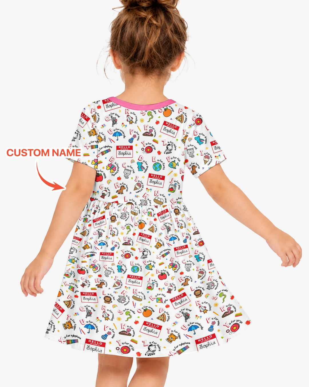Custom Name Hello School ABCs Bamboo Twirl Dress