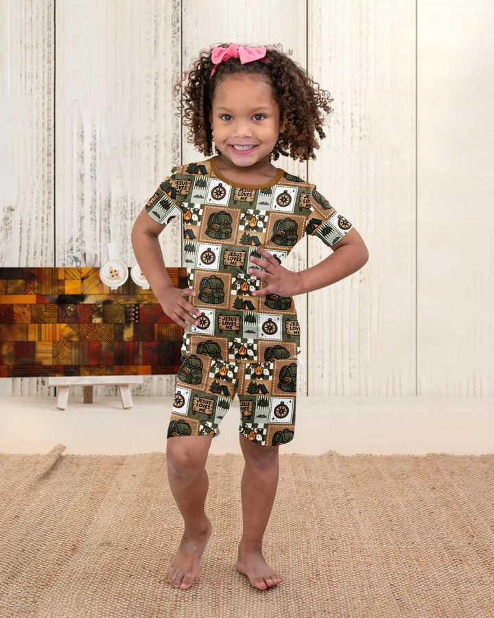 Template Bamboo Two Piece Short Sleeve Shorts Pyjamas Set