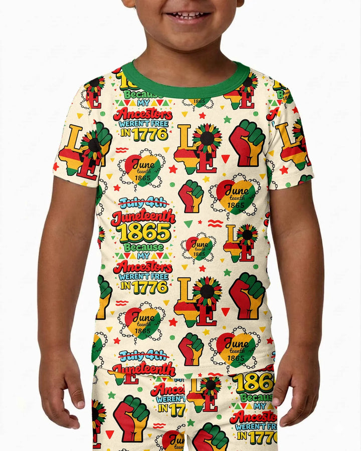 Juneteenth 1865 Because My Ancestors Weren't Free In 1776 Bamboo Two Piece Short Sleeve Pajama Set