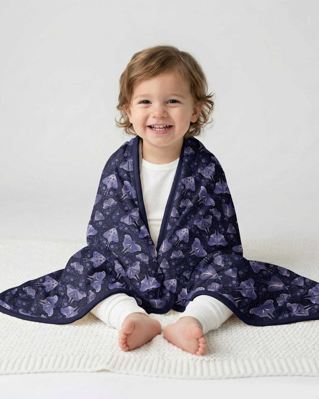 Very Peri Moths Bamboo Blanket