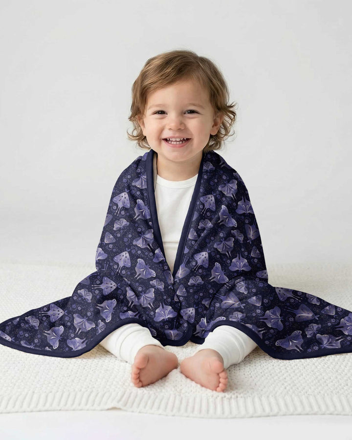 Very Peri Moths Bamboo Blanket
