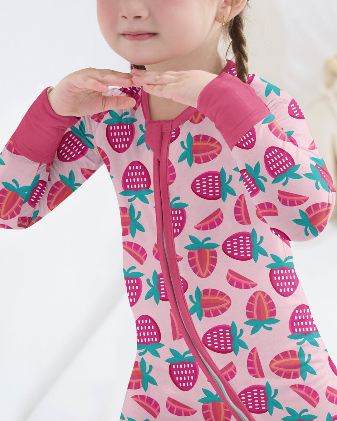Sweet Strawberries Bamboo Convertible Zippered Romper