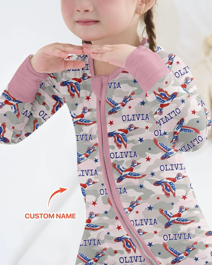 Custom Name America Mallard Duck Family Matching Bamboo Convertible Zippy