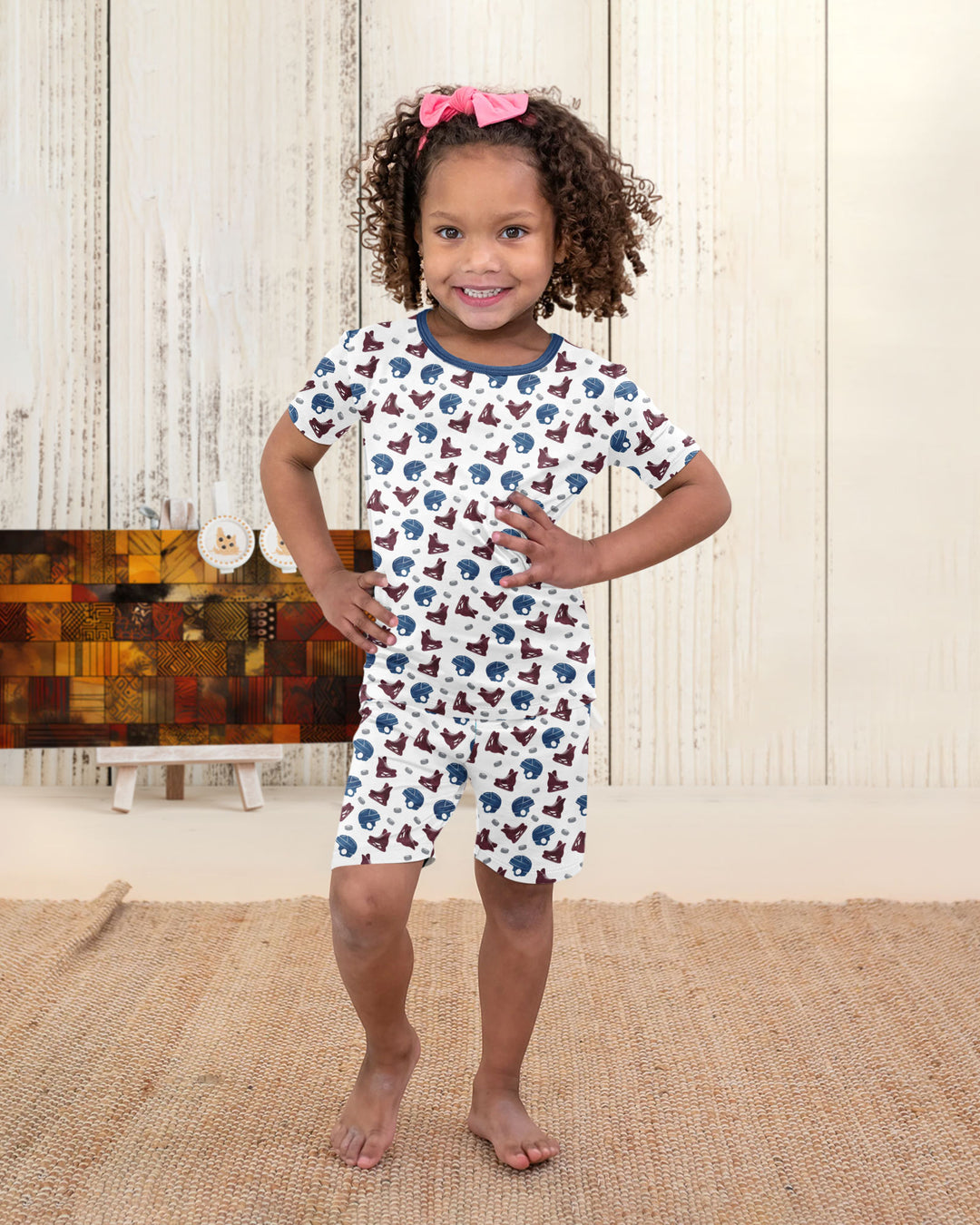 Hockey - Pucks & Gear Bamboo Two Piece Short Sleeve Shorts Pajama Set