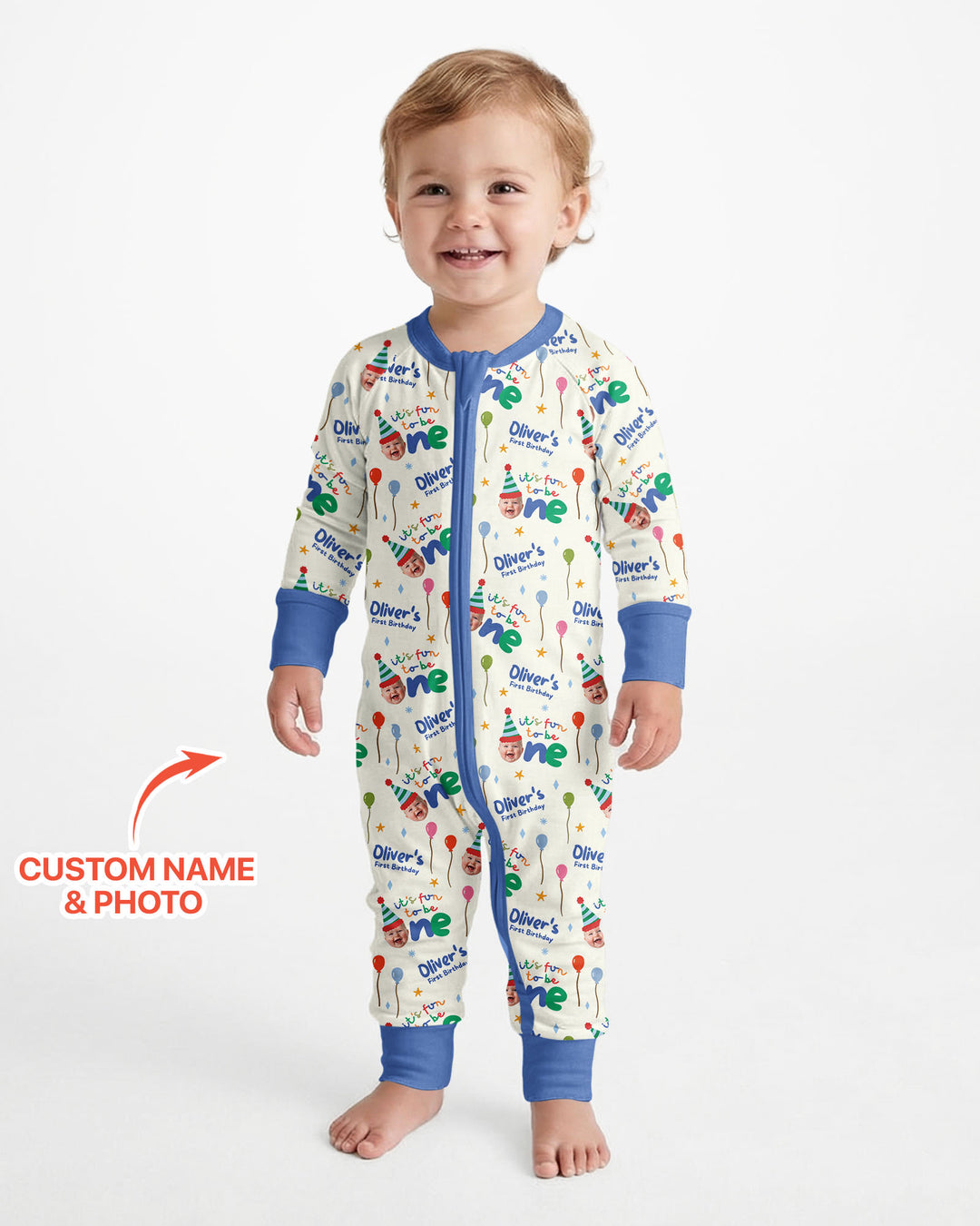 Custom Photo First Birthday Fun Bamboo Convertible Zippy