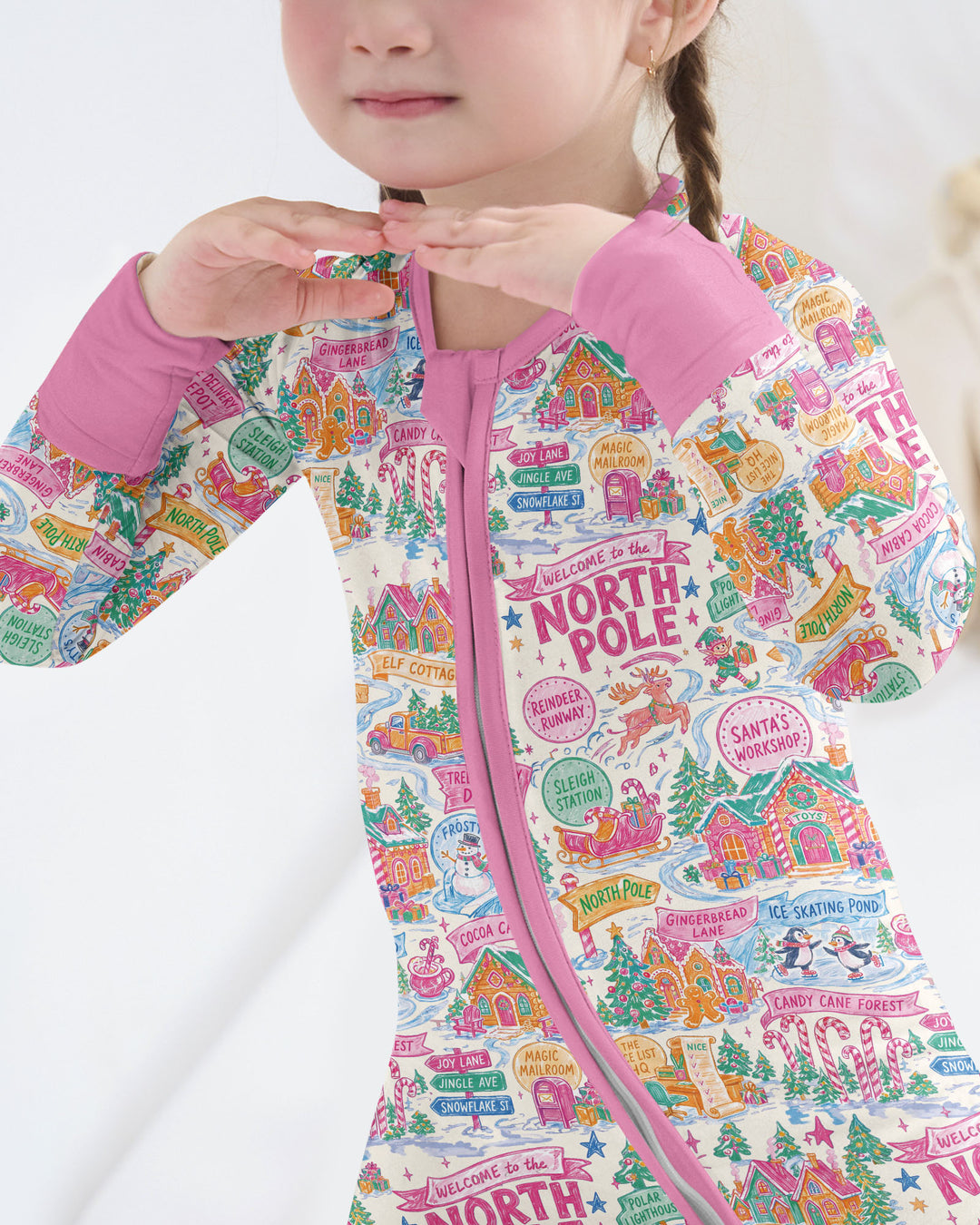 Pink North Pole Wonderland Bamboo Convertible Zippy