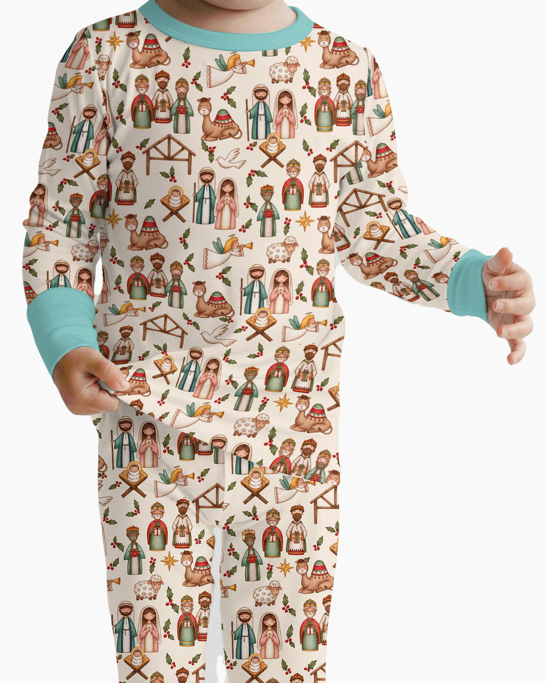 Holy Night Nativity Bamboo Two Piece Long Sleeve Pajama Set