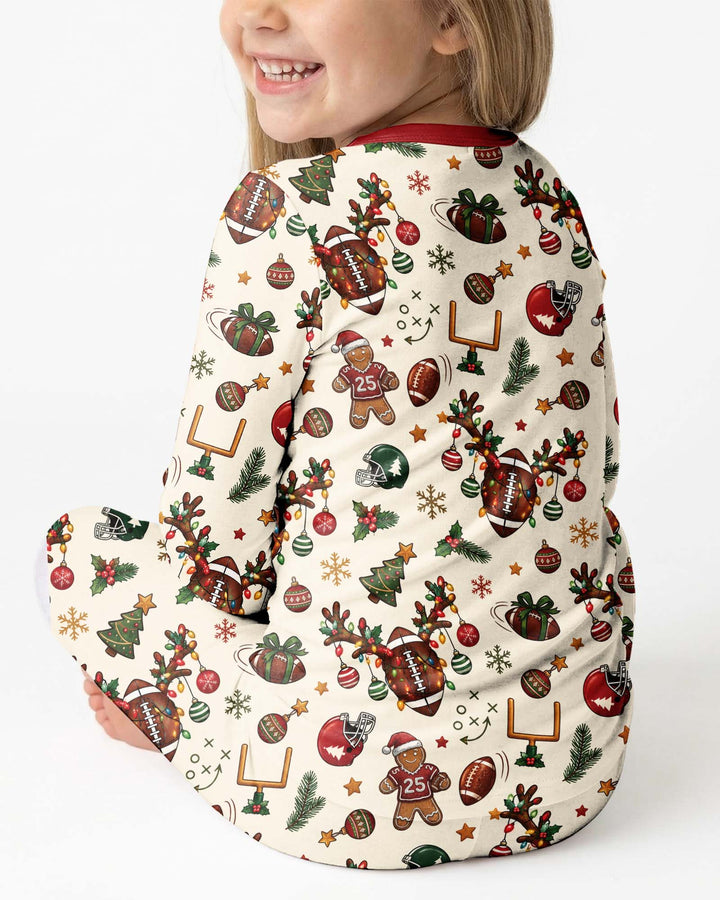 Football Christmas Merry Kickmas Bamboo Two Piece Long Sleeve Pajama Set
