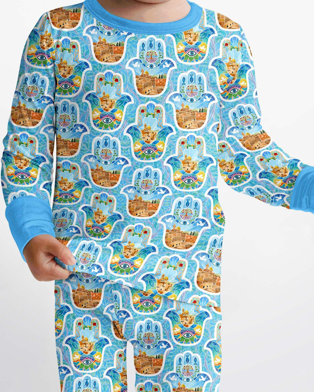 Hamsa Hand Bamboo Two Piece Long Sleeve Pajama Set