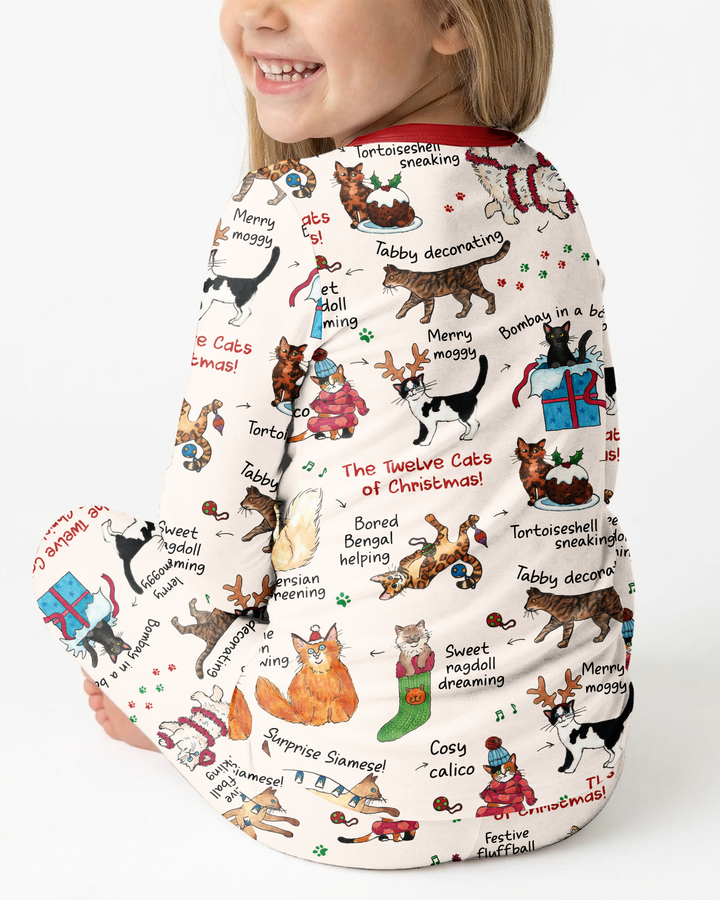 The 12 Cats of Christmas Bamboo Two Piece Long Sleeve Pajama Set