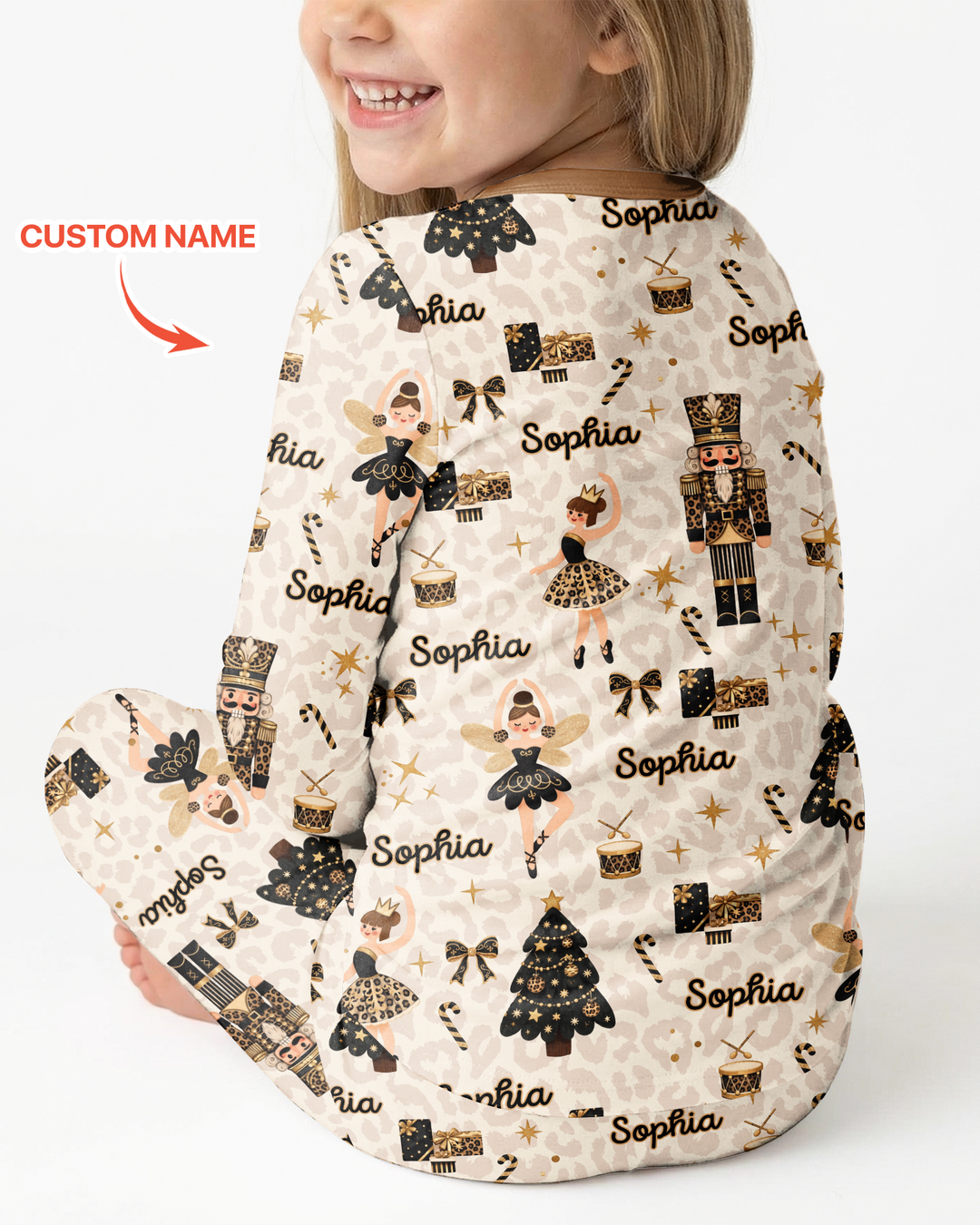 Custom Name Leopard Nutcracker Era Bamboo Two Piece Long Sleeve Pajama Set