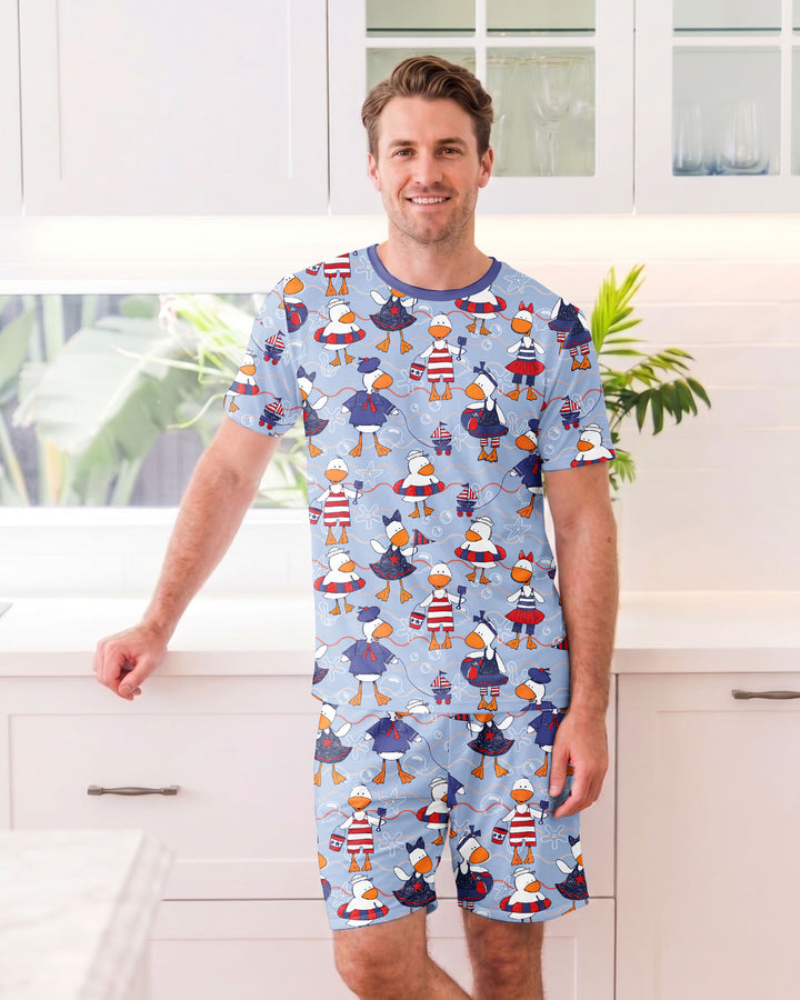 Freedom Floaties Family Matching Bamboo Men Short Sleeve Short Pajama Set