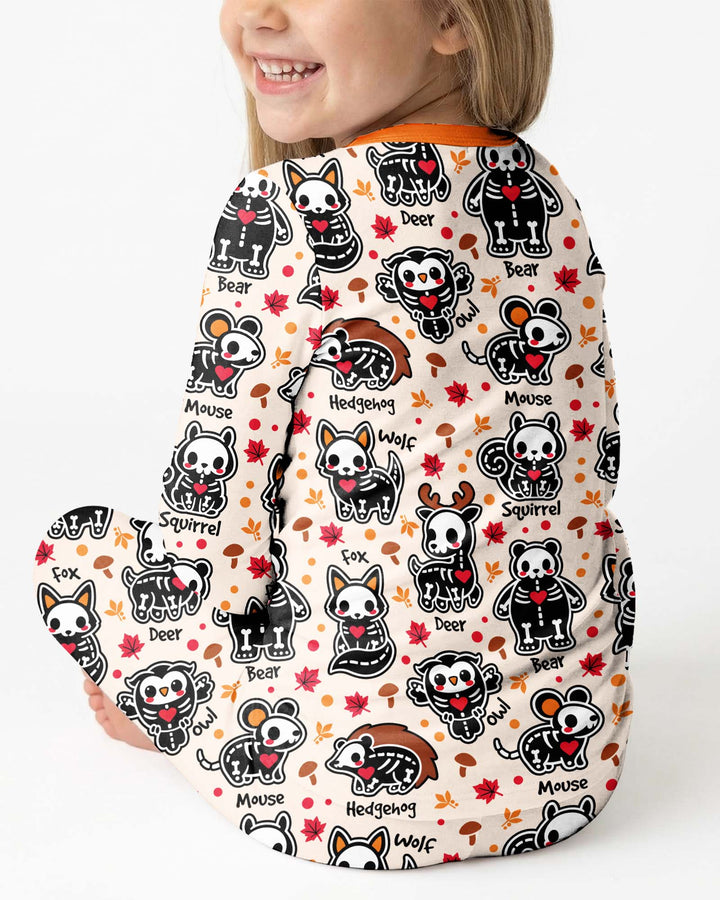 Autumn Charm Skeleton Cute Pet Bamboo Two Piece Long Sleeve Pajama Set