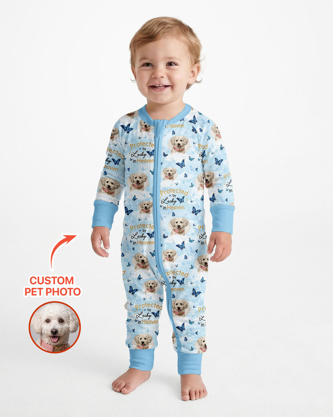 Custom Pet Photo Protected By Heaven Family Matching Bamboo Convertible Zippy