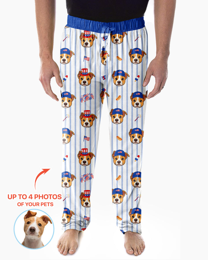 Custom Pet Image 4th of July Family Matching Bamboo Men's Pajama Set