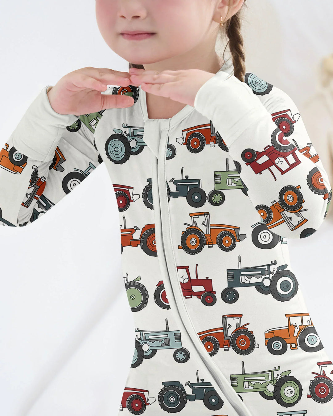 Tiny Tractors Bamboo Convertible Zippered Romper