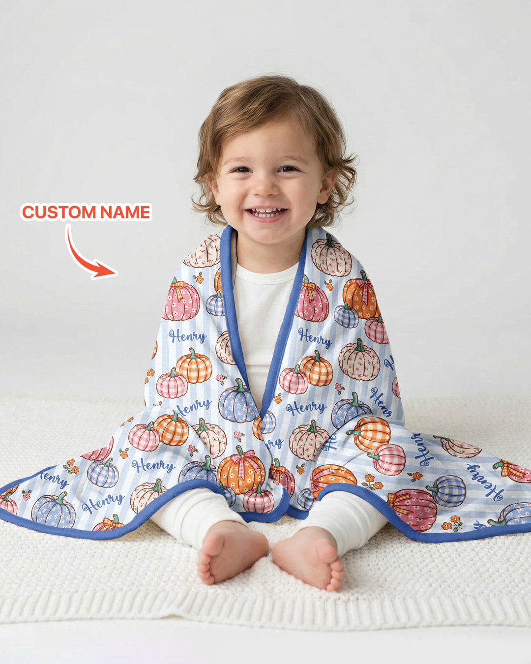 Custom Name Pumpkin Patch Bamboo Blanket