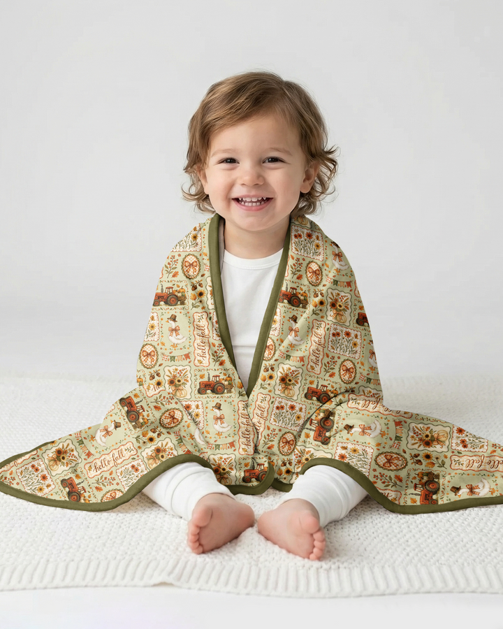 Farmhouse Fall Goose Family Matching Bamboo Blanket