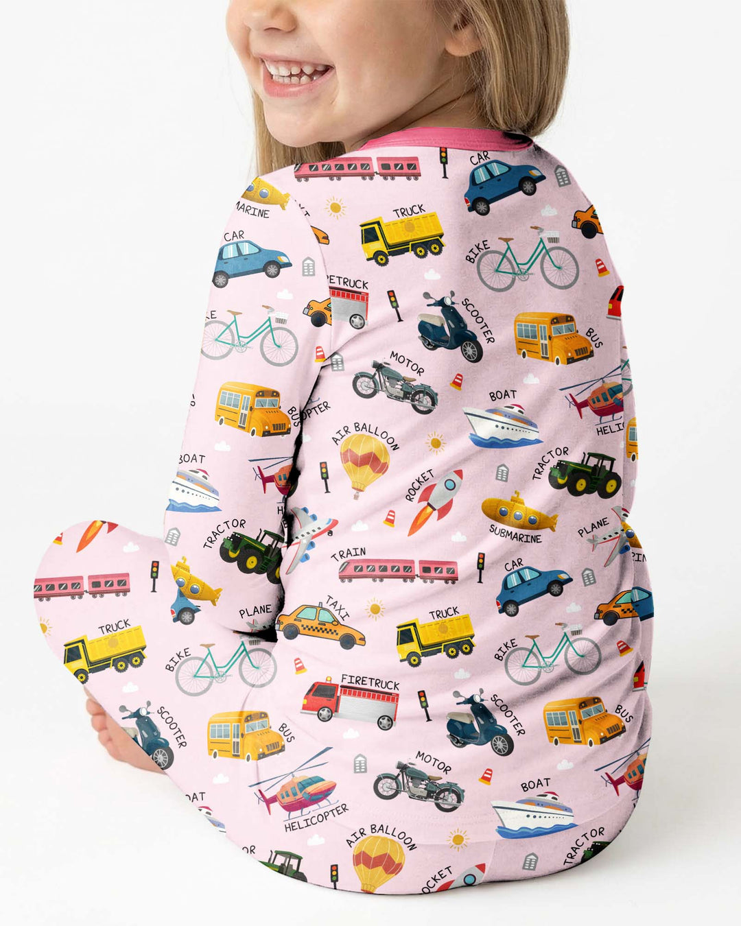 Vehicle Vocabulary Bamboo Two Piece Long Sleeve Pajama Set