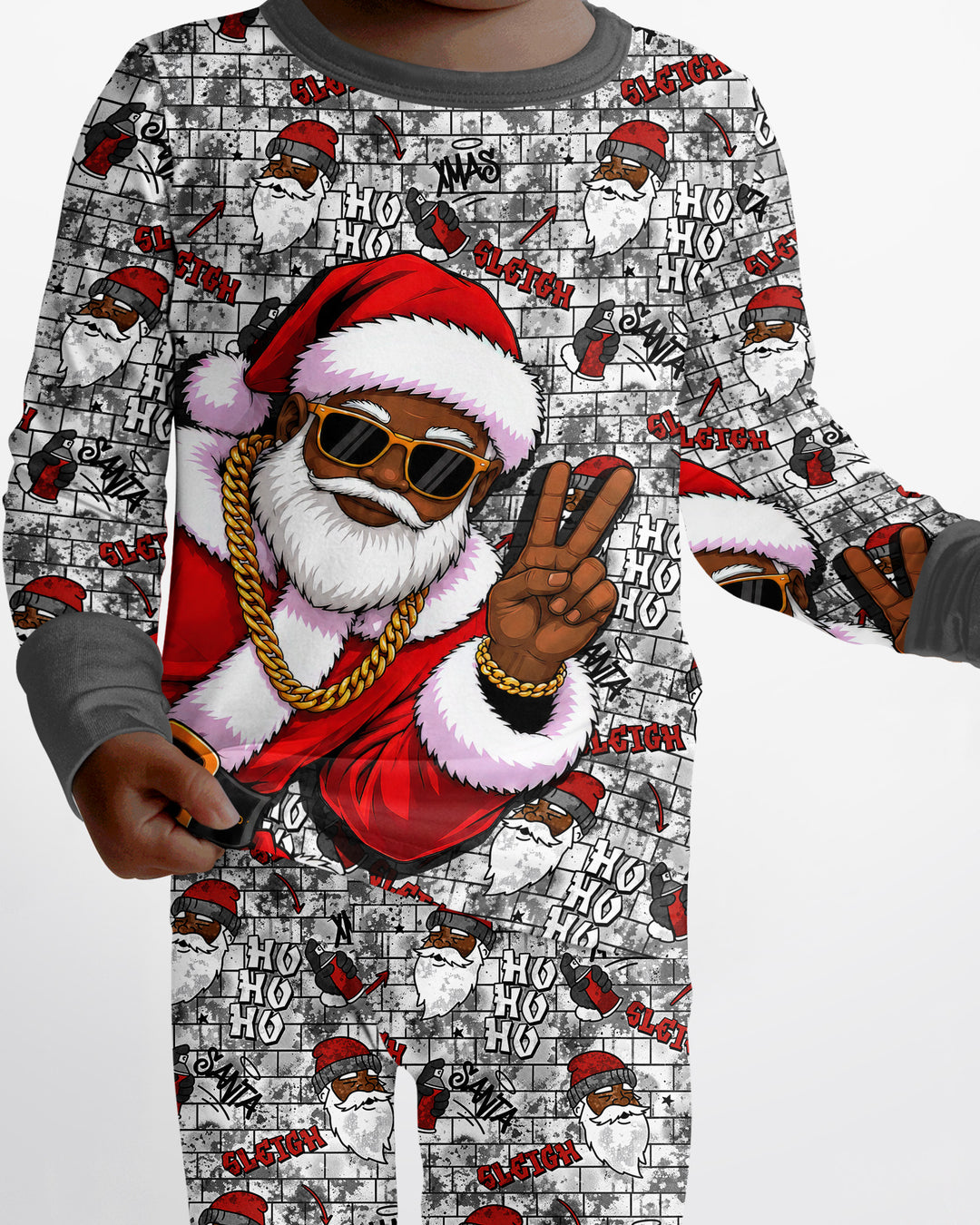 Santa Swag Christmas Bamboo Two Piece Long Sleeve Pajama Set