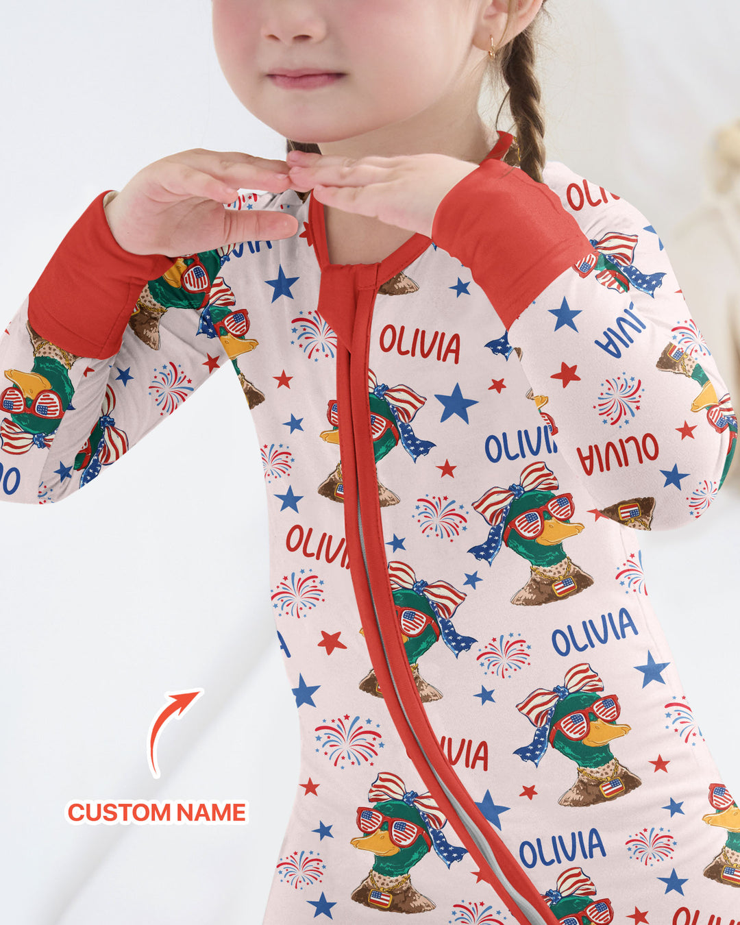 Custom Name Patriotic Mallard Duck Bamboo Convertible Zippy