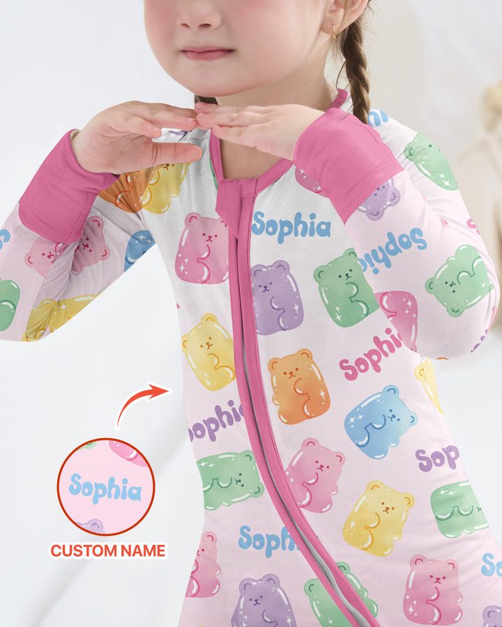 Kawaii Jelly Gummy Bears Custom Name Bamboo Convertible Zippy