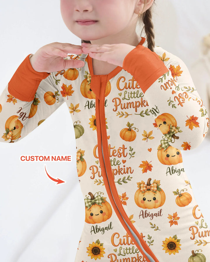Custom Name Cutest Little Pumpkin Bamboo Convertible Zippy