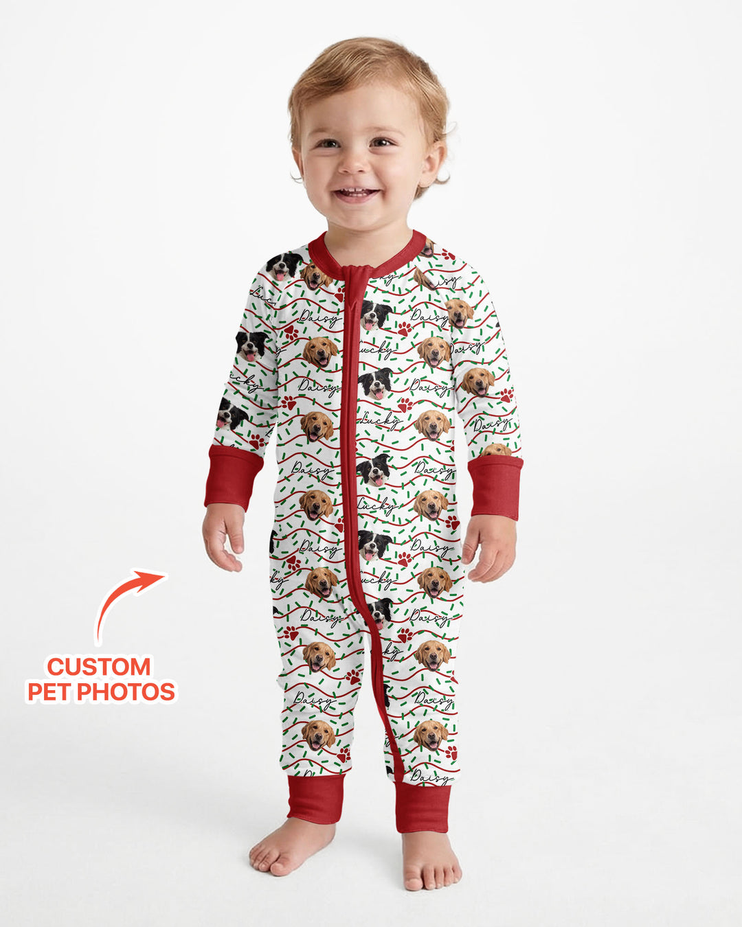 Custom Pet Photo Christmas Sprinkles Bamboo Convertible Zippy