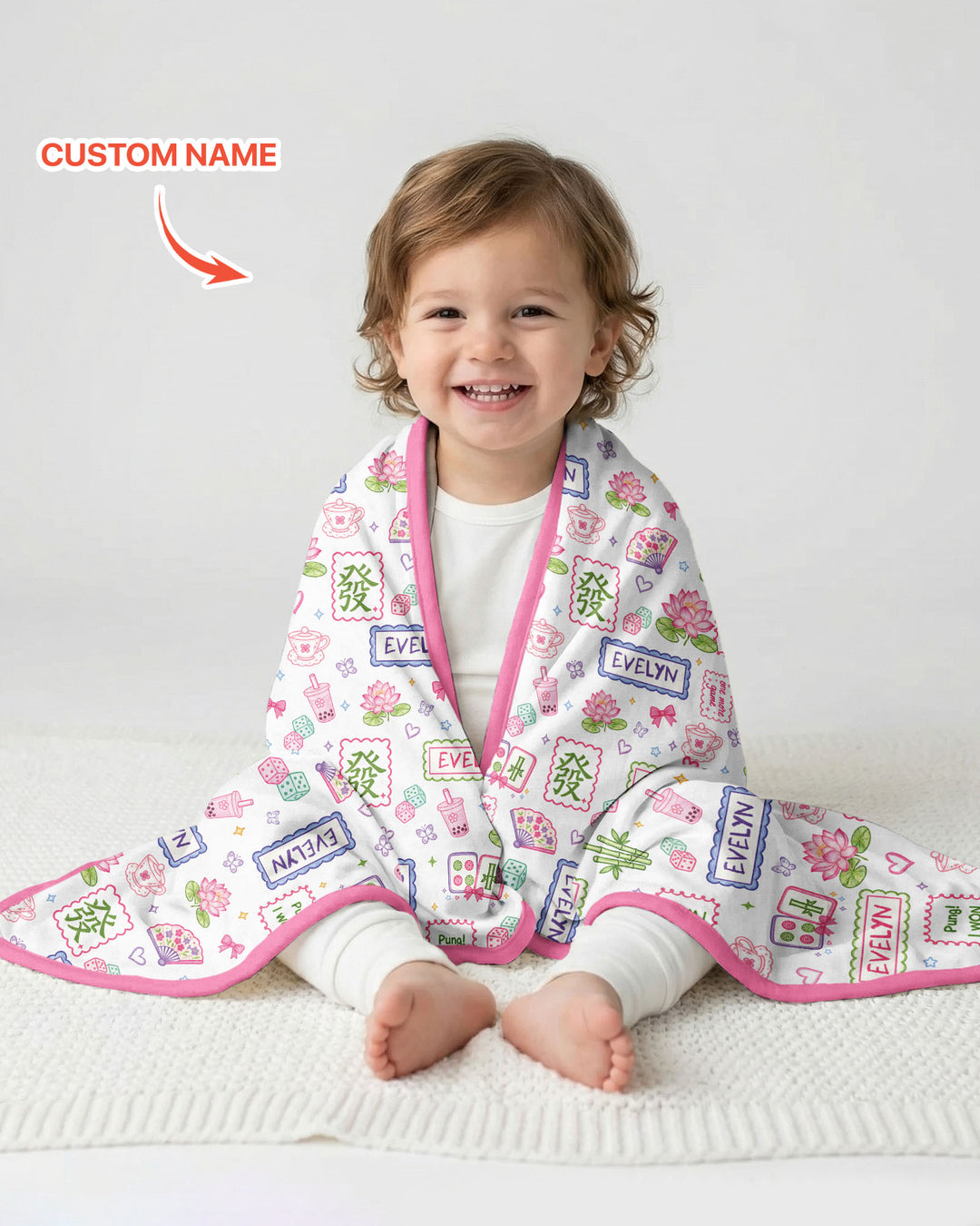 Personalized Preppy Mahjong  Bamboo Blanket