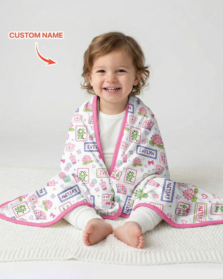 Personalized Preppy Mahjong  Bamboo Blanket