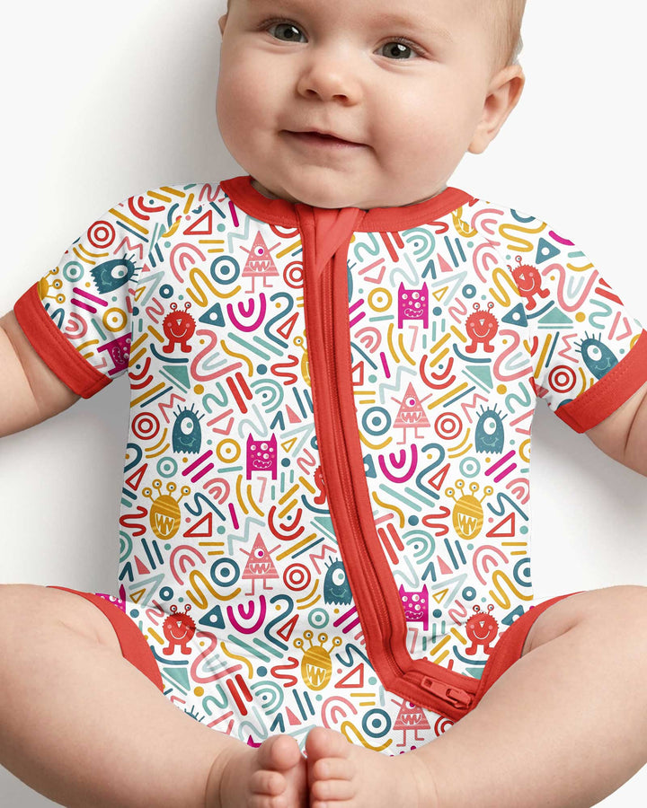 Rainbow Monster Party Bamboo Shorty Zippy