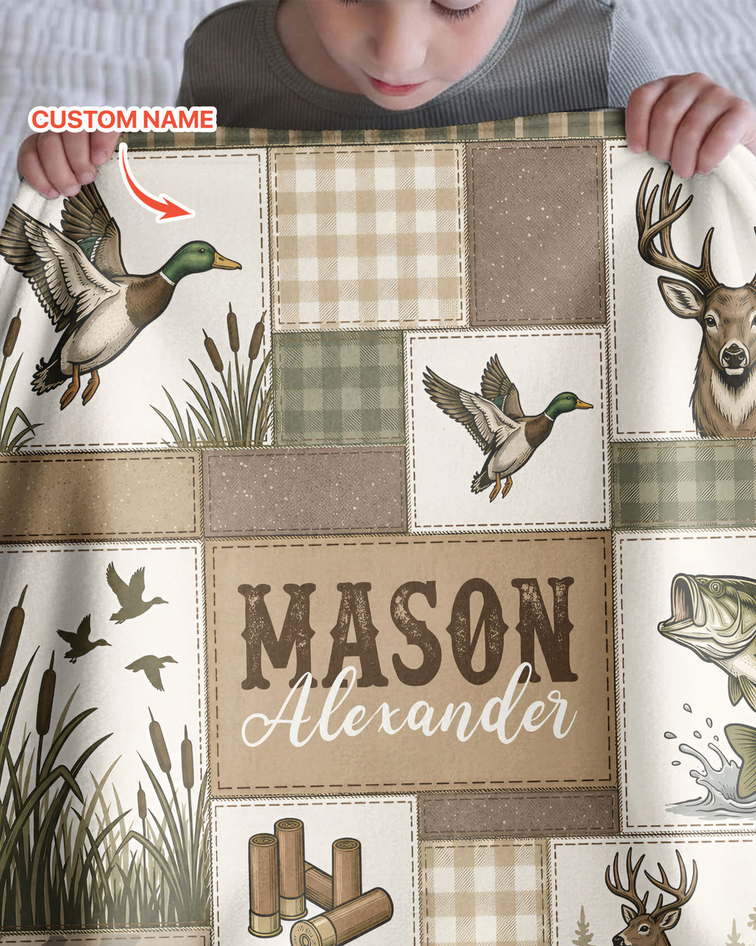Custom Name Little Sportsman Bamboo Quilt Blanket