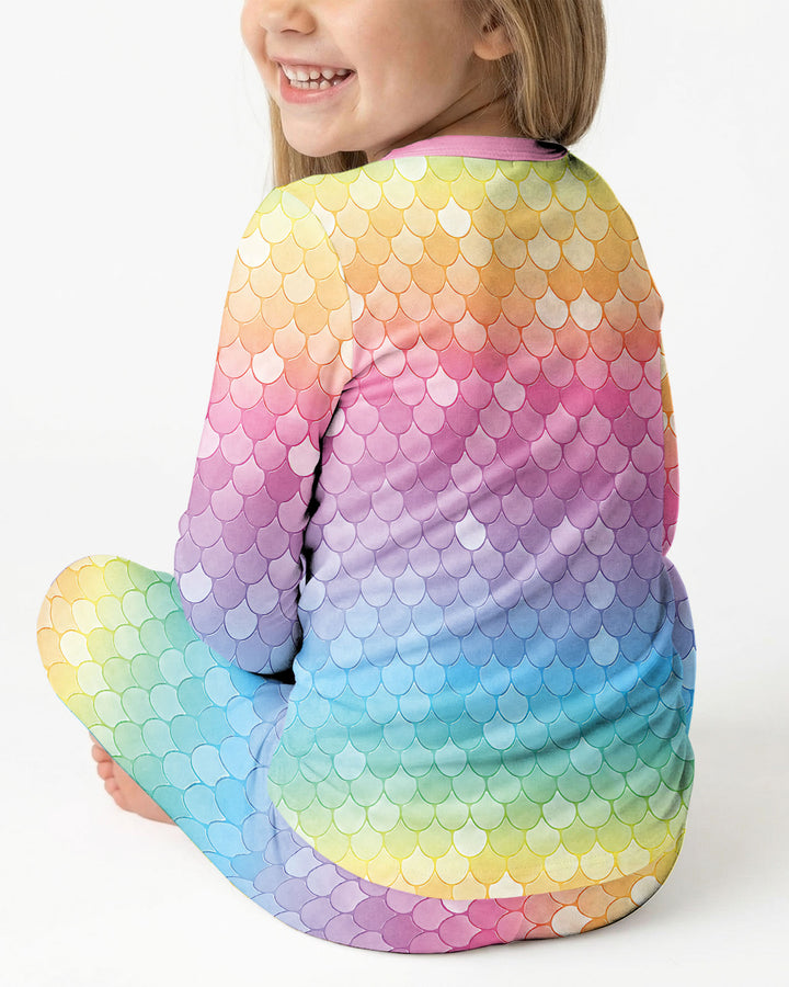 Mermaid Birthday Custom Name & Age Bamboo Two Piece Long Sleeve Pajama Set