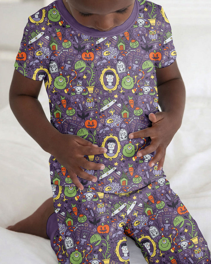 Halloween Monster Fun Bamboo Two Piece Short Sleeve Pajama Set