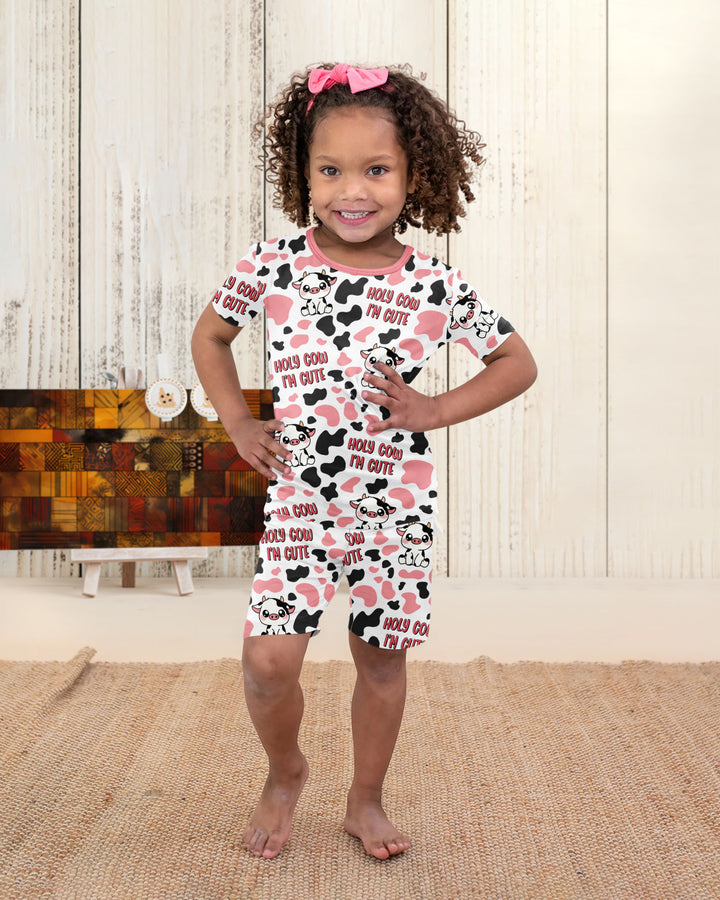 Holy Cow I'm Cute Bamboo Two Piece Short Sleeve Shorts Pajama Set