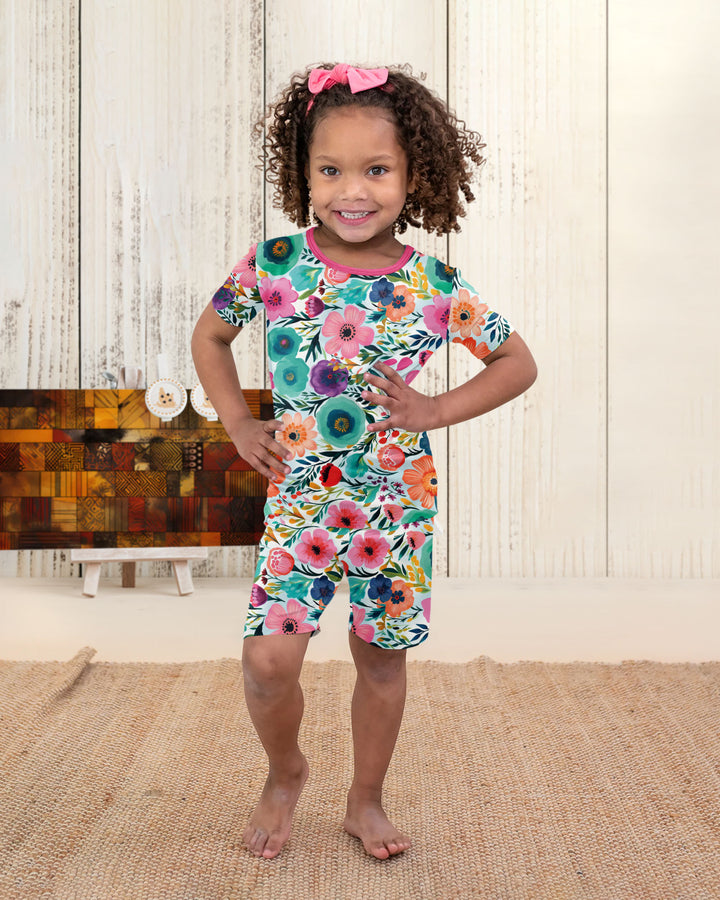 Secret Garden Bamboo Two Piece Short Sleeve Shorts Pyjamas Set